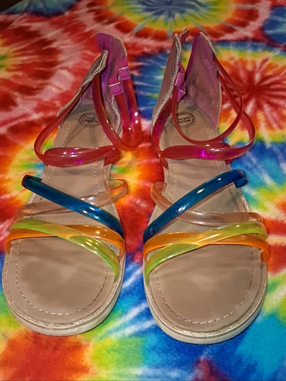 Wonder Nation Girl’s Rainbow Strappy Sandals - Size 6